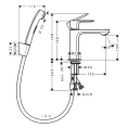 Смеситель для раковины Hansgrohe Rebris S с гигиеническим душем, черный матовый (72215670) - миниатюра фото 2