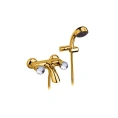 Золотой смеситель для ванны Nicolazzi Cristallo с душем и переключателем (2002GO22) - миниатюра фото 1
