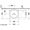 Накладная круглая раковина Duravit 530 мм без отверстия, с переливом, белая (447530000) - миниатюра фото 2
