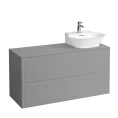 Подвесная тумба Laufen New Classic 1180 мм с раковиной справа, 2 ящика, серый цвет (4.0608.8.085.627.1) - миниатюра фото 1