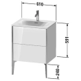 Подвесная тумба Duravit XViu 591x610x480 мм для раковины, 2 ящика, белый глянцевый/шампань мат (XV43000B122) - миниатюра фото 2