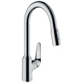 Кухонный смеситель Hansgrohe Focus M42 с вытяжным душем и поворотным изливом, хром (71820000) - миниатюра фото 1