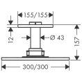 Верхний душ AX ShowerSolution 300x300 мм с держателем, хром (35316000) - миниатюра фото 2