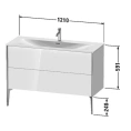 Подвесная тумба Duravit XViu для раковины, 2 ящика, цвет walnut dark/черный матовый, 591x1210x480 мм (XV43040B221) - миниатюра фото 2