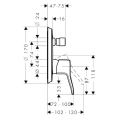 Смеситель Hansgrohe Metris Classic для ванны с душем - миниатюра фото 2