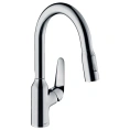 Кухонный смеситель Hansgrohe Focus M42 с вытяжным душем и поворотным изливом (71821000) - миниатюра фото 1