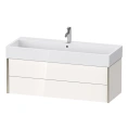 Тумба подвесная Duravit XViu 397x1184x454 мм для раковины 235012, 2 ящика — белый глянцевый/champagne matt (XV43380B122) - миниатюра фото 1