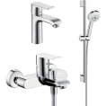 Комплект для ванной Hansgrohe Metris: смеситель для ванны с душем, смеситель для раковины и душевой гарнитур - миниатюра фото 1