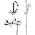 Комплект для ванной Hansgrohe Logis Classic: смеситель для ванны с душем, смеситель для раковины и душевая стойка - миниатюра фото 1