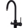 Смеситель для кухни Rossinka Z35-28: хромированный с черным изливом из латуни - миниатюра фото 1