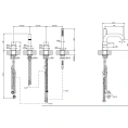 Смеситель для ванны GESSI 316 на 4 отверстия с переключением на душ, изливом и шлангом 1,5 м в матовом черном металлике (54037#707) - миниатюра фото 2