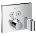 Встраиваемый термостат для душа Hansgrohe ShowerSelect с 2 источниками, кнопками управления и держателем, хром (15765000) - миниатюра фото 1