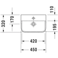 Раковина 0716450060 Duravit P3 Comforts для рук с перел Без отв под смеситель вкл заглушку для перелива хром 450x320мм Цвет Белый - миниатюра фото 2