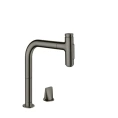 Кухонный смеситель Hansgrohe Metris Select с вытяжным изливом в шлифованном черном хроме (73818340) - миниатюра фото 1