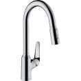 Кухонный смеситель Hansgrohe Focus M42 с вытяжным душем: однорычажный, поворотный излив, хром (71800000) - миниатюра фото 1