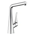 Кухонный смеситель Hansgrohe Metris с выдвижным и поворотным изливом, хром (14823000) - миниатюра фото 1