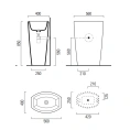 Раковина GSI Norm отдельностоящая белая 56x40x85 см без перелива со сливом в стену - миниатюра фото 2