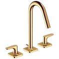 Смеситель для раковины AX Citterio M 160 мм в полированном золоте с донным клапаном и розетками (34133990) - миниатюра фото 1