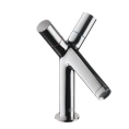 Смеситель для раковины AX Starck 80 мм, хром, с донным клапаном и двумя рукоятками (10030000) - миниатюра фото 1