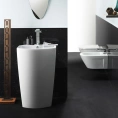 Напольная раковина GSI Norm 56x40x85 см с переливом и сливом в пол, белая - миниатюра фото 1