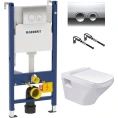 Комплект Система инсталляции для унитазов Geberit Duofix Delta 458.124.21.1 3 в 1 с кнопкой смыва + Чаша для унитаза подвесного Duravit DuraStyle 253 - миниатюра фото 1