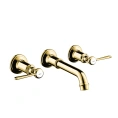 Смеситель для раковины AX Montreux настенный с рычажным управлением и сливным набором, полированное золото (16534990) - миниатюра фото 1