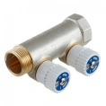 Коллектор Stout (SMB 6851 341202) 3/4 ВР(г) х 2 выхода 1/2 НР(ш) х 3/4 НР(ш) регулируeмый - миниатюра фото 1