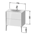 Тумба подвесная Duravit XViu 591x710x480 мм, 2 ящика, белый глянцевый/champagne matt (XV43010B122) - миниатюра фото 2