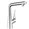 Смеситель для кухни Hansgrohe Metris Select: хром, поворотный излив, кнопка включения воды (14883000) - миниатюра фото 1