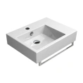 Подвесная раковина GSI Kube 60x47 белая, чаша слева, с отверстием под смеситель - миниатюра фото 1