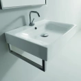 Раковина KERASAN Cento 60х45 с 1 отв подвесная-накладная белая с полотенцедержателем 410 мм фронтальным цвет хром (353101*1) - миниатюра фото 2