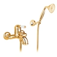 Однорычажный настенный смеситель для ванны Nicolazzi P.m. Blanc с ручным душем в золотом цвете (3401GB76) - миниатюра фото 1