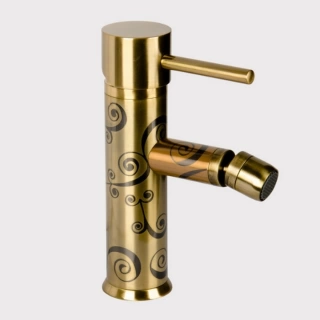Daniel Suvi Decora Смеситель для биде, с донным клапаном, античное золото/декор Spiral серый (S20604YC 88)