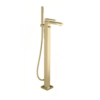 Bongio Stelth Смеситель для ванны напольный 820 мм, с ручным душем и дивертером, (необх.внутр.часть 09744) цвет золото (01534OR0DEU)
