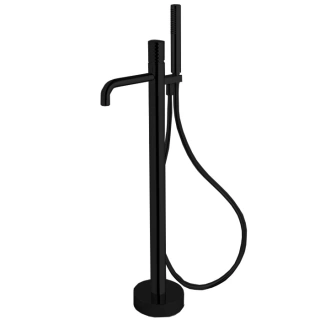 FIMA|Carlo Frattini Spillo Tech Смеситель для ванны напольного монтажа, ручка X, с ручным душем и шлангом 1500 мм, цвет чёрный хром (F3034/6XCN)