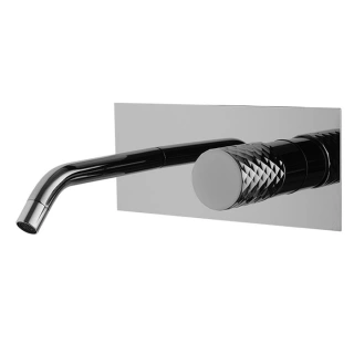 FIMA|Carlo Frattini Spillo Tech Смеситель для раковины, настенный монтаж, ручка X, излив 150 мм, внешняя часть, донный клапан click-clack, цвет хром (F3051X5XCR)