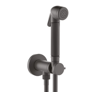 BOSSINI NIKITA Гигиенический душ с прогрессивным смесителем, лейка металлическая, шланг Cromolux, цвет черный матовый (E37009B.073)