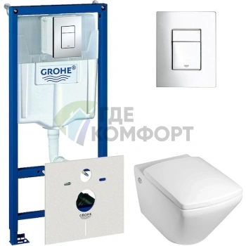 Подвесной унитаз Jacob Delafon Escale E1306 с системой инсталляции Grohe Rapid SL 4 в 1