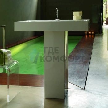 Раковина KERASAN Cento 80х45 подвесная c 1отв под смесительитель белая с колонной - фото 2