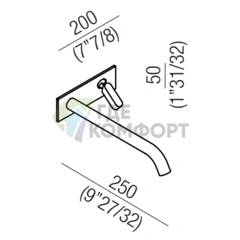 Встраиваемый однорычажный смеситель Agape Square для раковины, излив 25 см, глянцевый (ARUB1116A) - фото 2