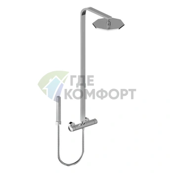Stella Firenze Душевой комплект с термостатическим смесителем: верхний и ручной душ, хром (FI 02616 CR00) - фото 1