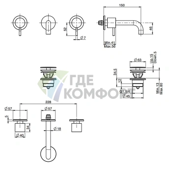 Смеситель для раковины FIMA Carlo Frattini SPILLO UP двухвентильный, хром (F3161/5CR) - фото 2