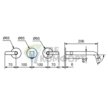 Встраиваемый смеситель для раковины Fantini Icona Deco на 3 отверстия, хром (53 02 R113B) - фото 2