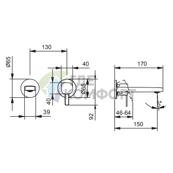 Смеситель для раковины Fantini Lame встраиваемый на 2 отверстия, хром (24 02 M109B) - фото 2