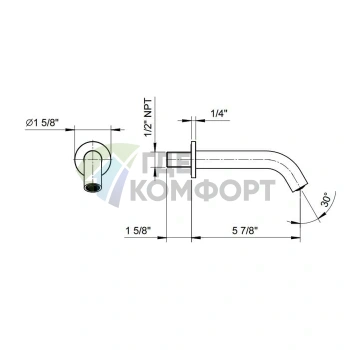 Настенный излив для ванны Fantini Nostromo в матовой натуральной стали (50 93 8432) - фото 2
