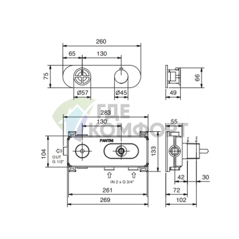 Термостатический смеситель для душа Fantini Fontane Bianche Matt Gun Metal PVD (47 P5 P331B) - фото 2