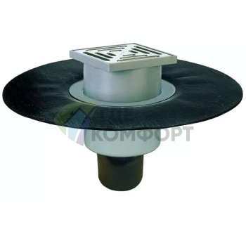 Трап HL317H с решеткой 147x147 мм-с полимербитумным полотном и вертикальным выпуском DN160/110/75/50 - фото 1