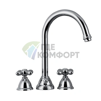 Смеситель для раковины FIMA Carlo Frattini Olivia на 3 отверстия с вращающимся изливом и донным клапаном, хром (F5001CR) - фото 1