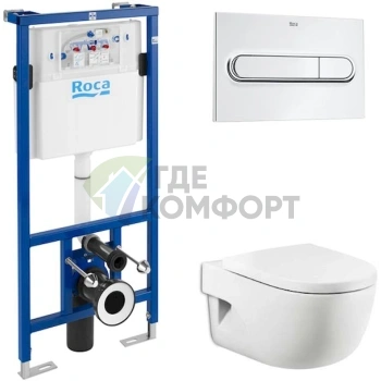Комплект унитаза Roca Meridian с инсталляцией и крышкой-сиденьем с микролифтом - фото 1