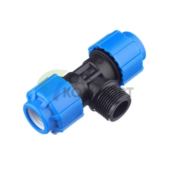 Тройник с наружной резьбой 25x1x25 ПНД Политэк - фото 1